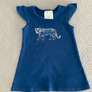 Blue Dress with Tiger Print